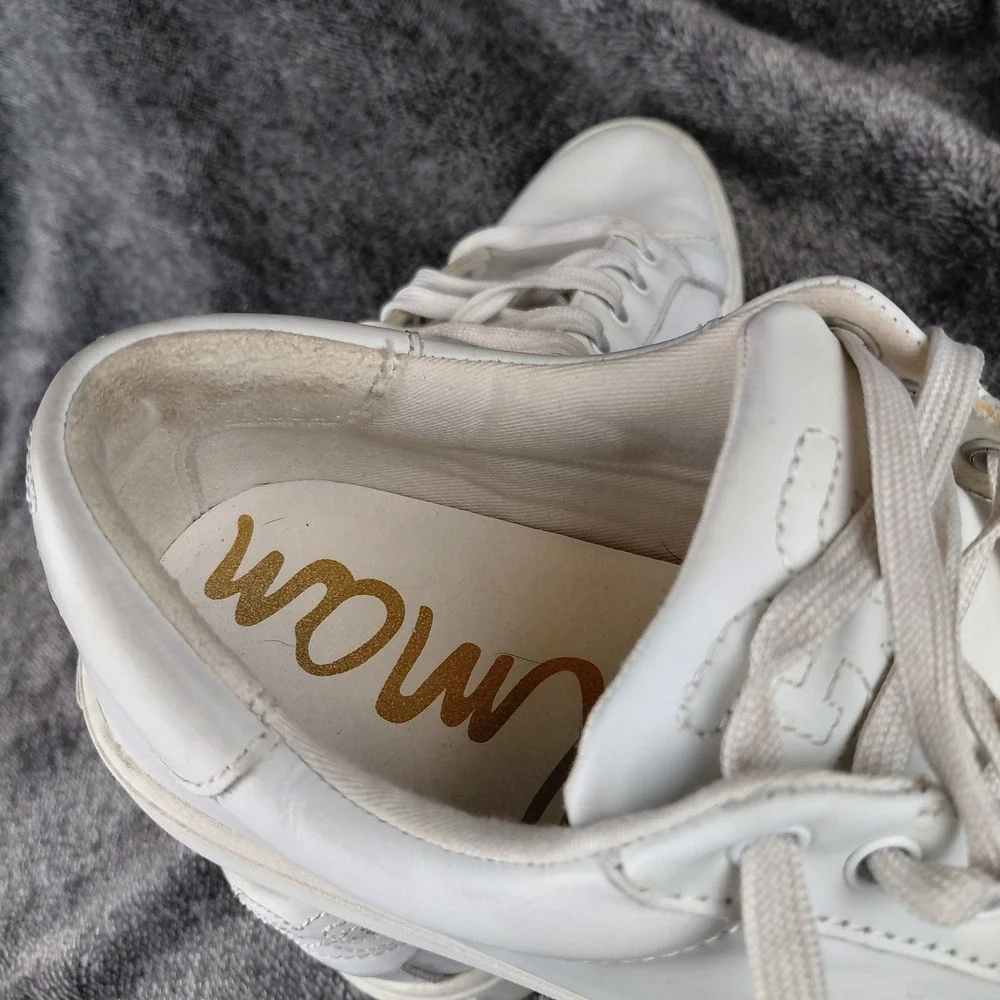 Sam‎ Edelman Ethyl Leather Low Top Sneakers White Women's Size 7.5M